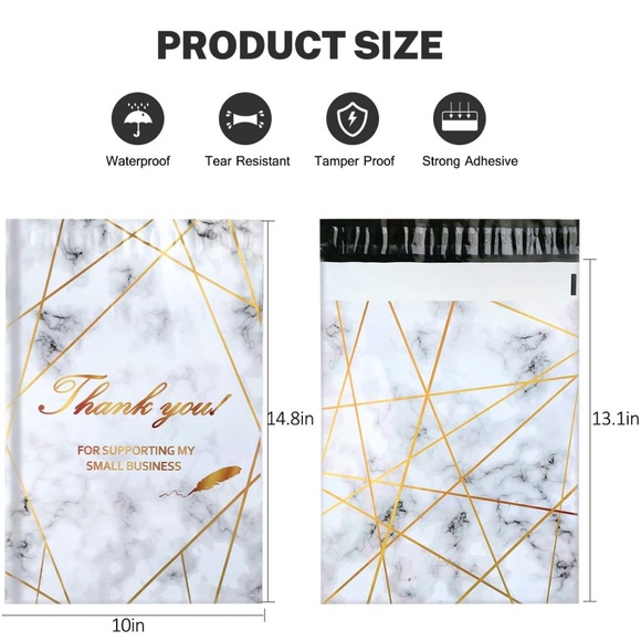 25 10X13 Poly Mailers Thank You Marble Shipping Envelopes Bags PRICE IS FIRM - Picture 8 of 9